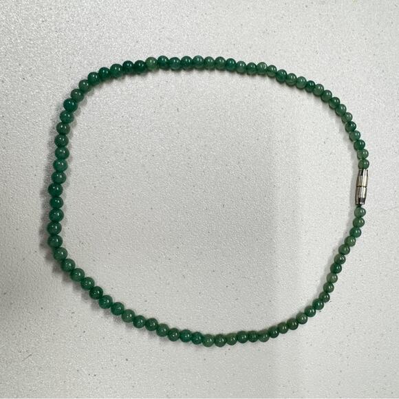 Vintage Jade Beaded Necklace Barrel Clasp 7in Green - Picture 1 of 6